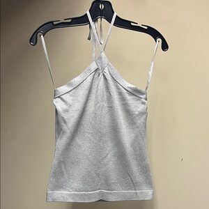 Express Metallic Silver Halter Camisole